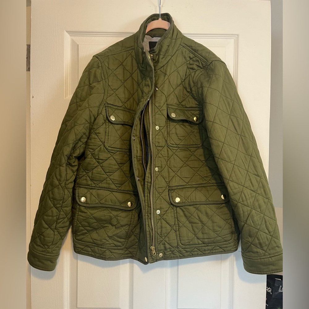 J. Crew Women’s Green and Gray Quilted Puffer Jacket